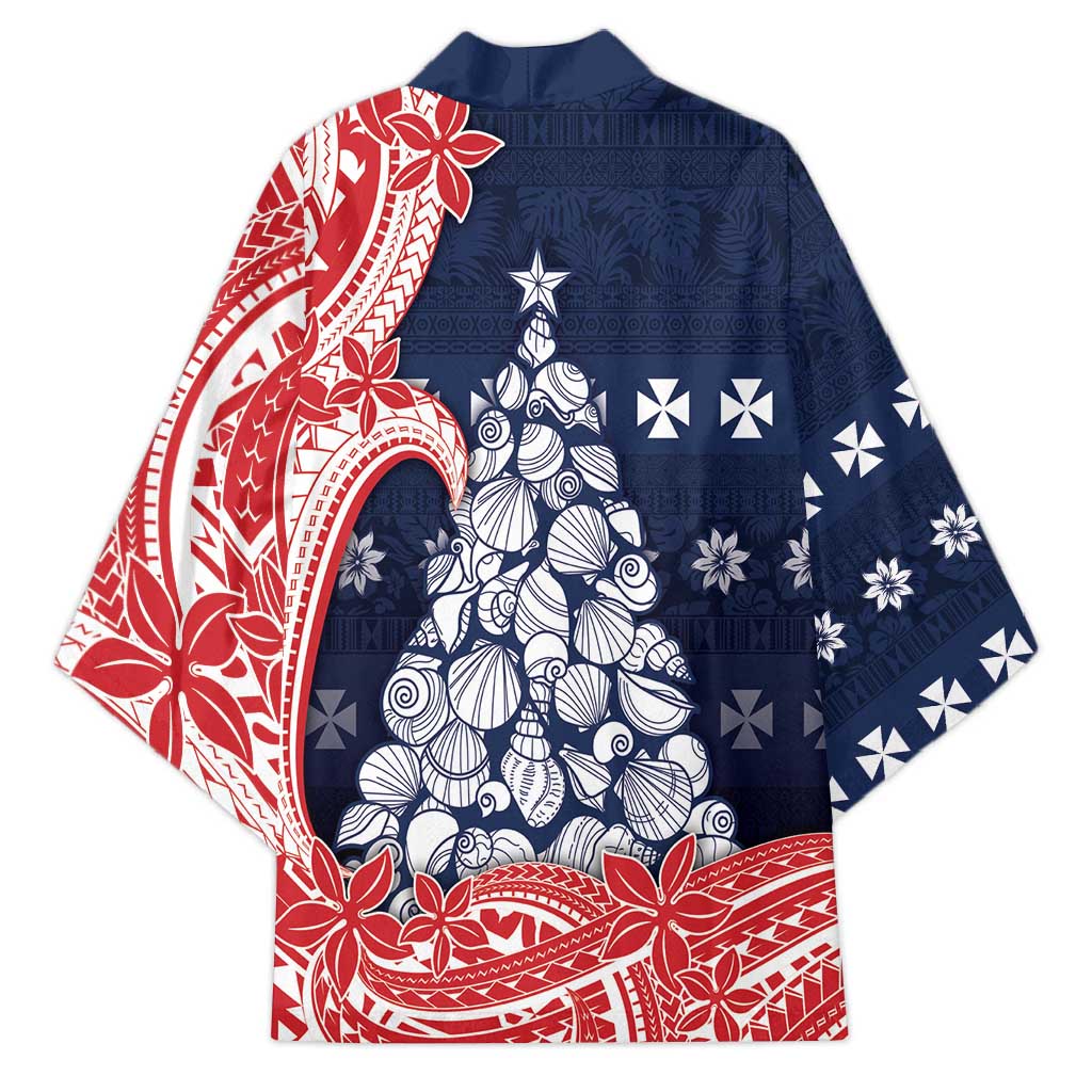 Wallis And Futuna Christmas Kimono Seashell Xmas Tree Tribal Waves - Polynesian Pride