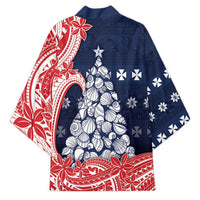 Wallis And Futuna Christmas Kimono Seashell Xmas Tree Tribal Waves - Polynesian Pride