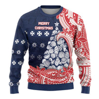 Wallis And Futuna Christmas Ugly Christmas Sweater Seashell Xmas Tree Tribal Waves - Polynesian Pride