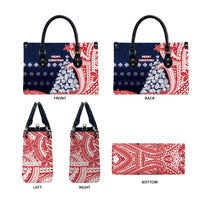 Wallis And Futuna Christmas Leather Bag Seashell Xmas Tree Tribal Waves - Polynesian Pride