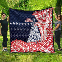 Wallis And Futuna Christmas Quilt Seashell Xmas Tree Tribal Waves - Polynesian Pride
