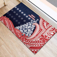Wallis And Futuna Christmas Rubber Doormat Seashell Xmas Tree Tribal Waves DT05 - Polynesian Pride