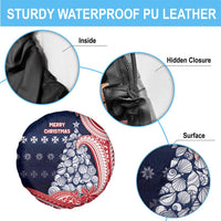 Wallis And Futuna Christmas Spare Tire Cover Seashell Xmas Tree Tribal Waves - Polynesian Pride