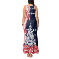 Wallis And Futuna Christmas Tank Maxi Dress Seashell Xmas Tree Tribal Waves - Polynesian Pride