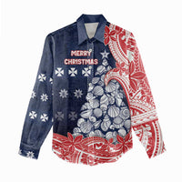 Wallis And Futuna Christmas Women Casual Shirt Seashell Xmas Tree Tribal Waves DT05 - Polynesian Pride