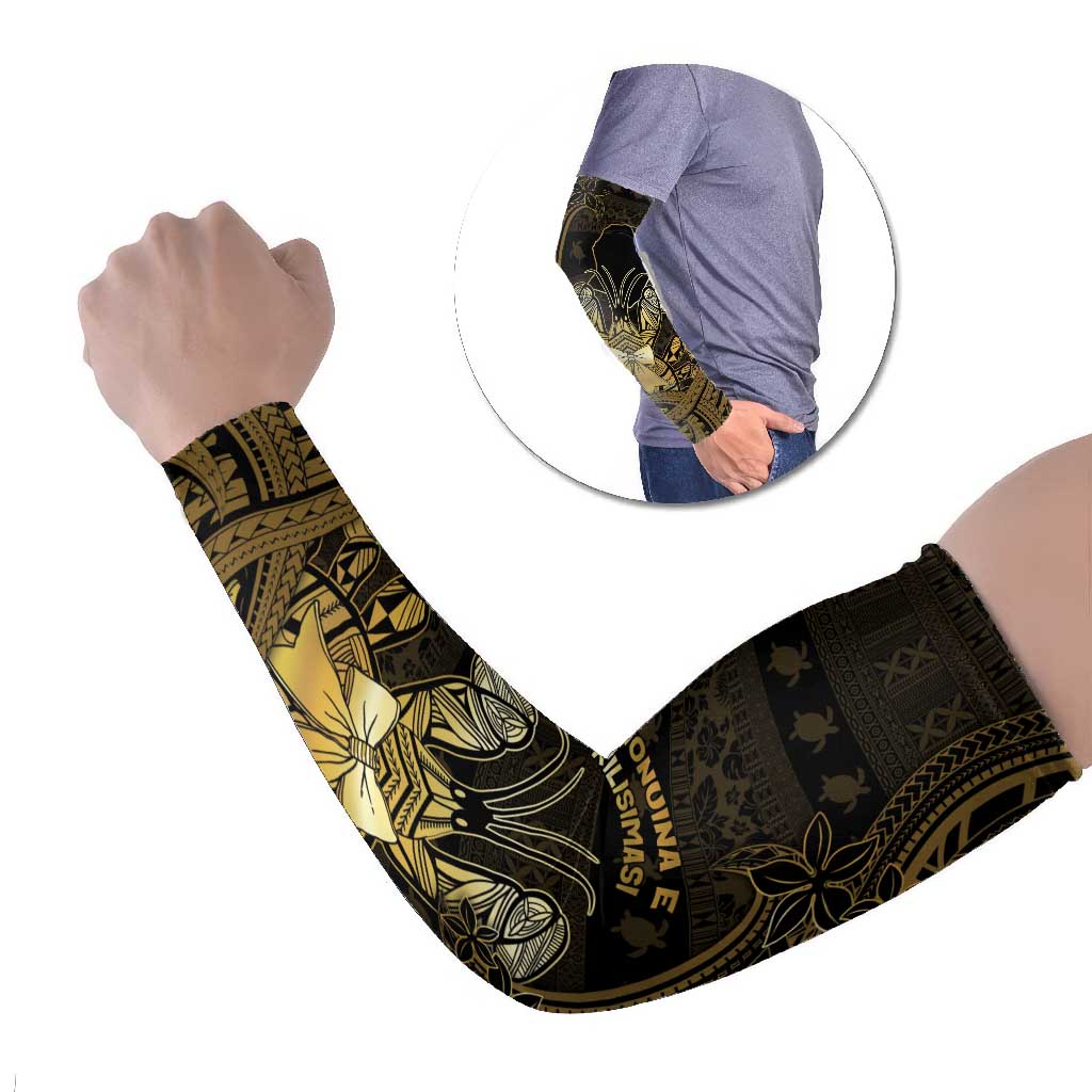 Niue Christmas Arm Sleeves Niuean Crab Xmas Tribal Waves - Polynesian Pride