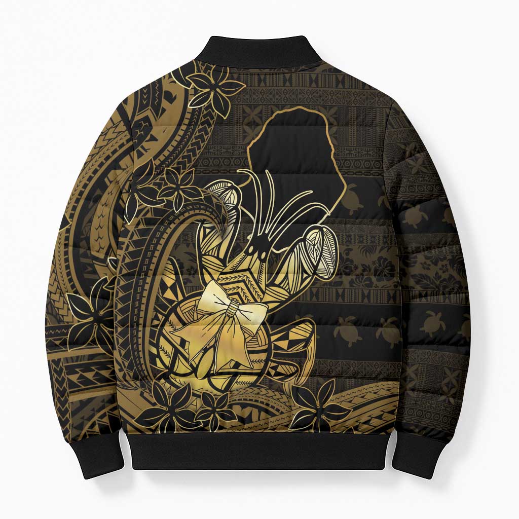 Niue Christmas Bomber Puffer Jacket Niuean Crab Xmas Tribal Waves - Polynesian Pride