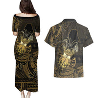 Niue Christmas Couples Matching Puletasi and Hawaiian Shirt Niuean Crab Xmas Tribal Waves DT05 - Polynesian Pride