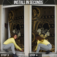 Niue Christmas Door Cover Niuean Crab Xmas Tribal Waves - Polynesian Pride