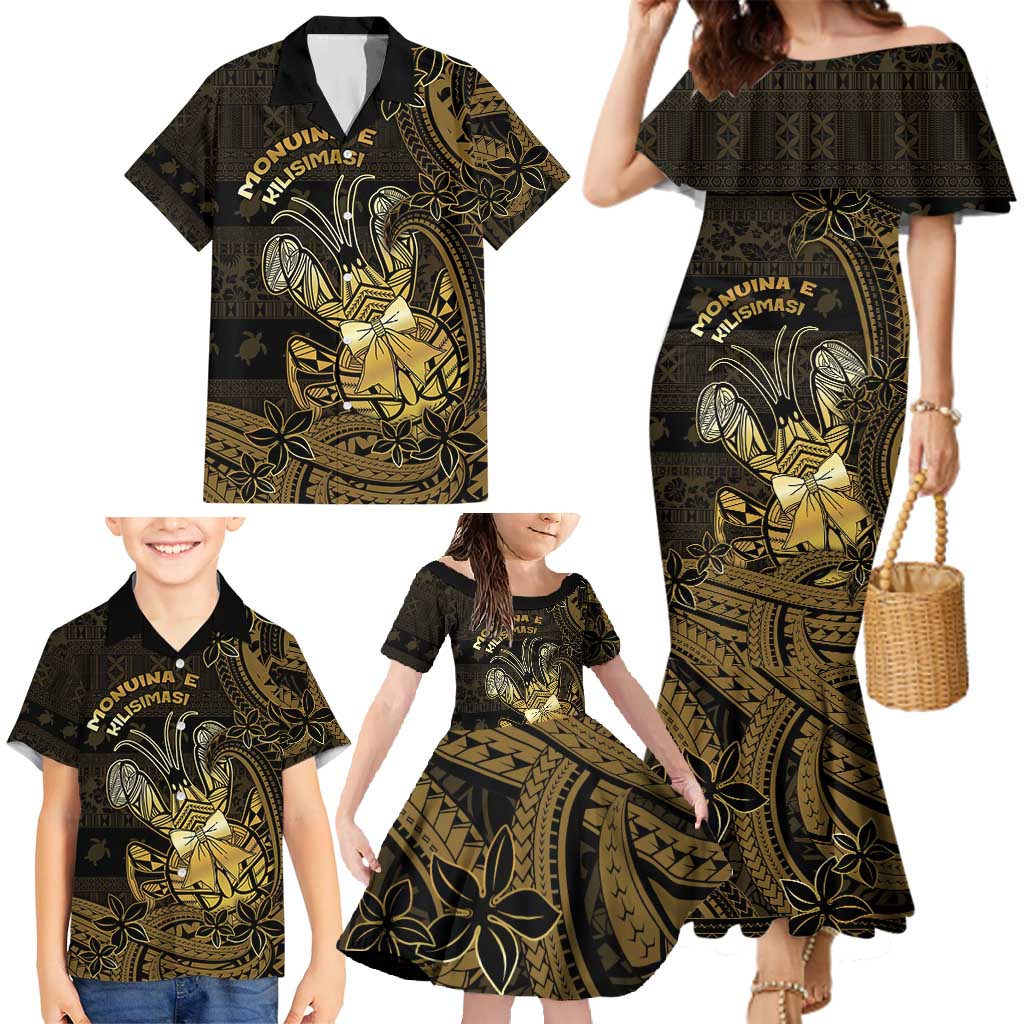 Niue Christmas Family Matching Mermaid Dress and Hawaiian Shirt Niuean Crab Xmas Tribal Waves - Polynesian Pride
