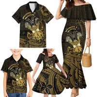 Niue Christmas Family Matching Mermaid Dress and Hawaiian Shirt Niuean Crab Xmas Tribal Waves - Polynesian Pride