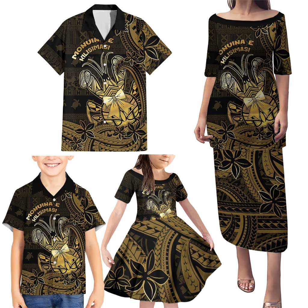 Niue Christmas Family Matching Puletasi and Hawaiian Shirt Niuean Crab Xmas Tribal Waves DT05 - Polynesian Pride