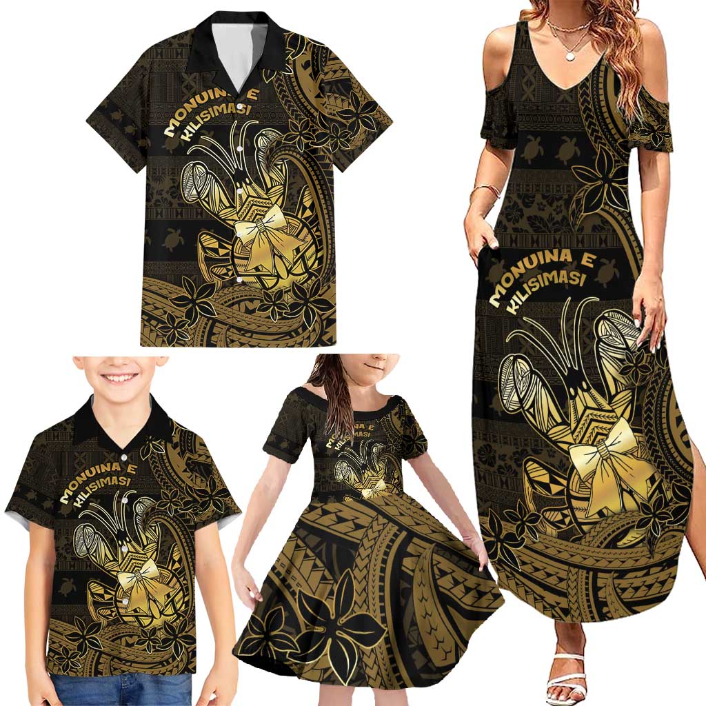 Niue Christmas Family Matching Summer Maxi Dress and Hawaiian Shirt Niuean Crab Xmas Tribal Waves - Polynesian Pride