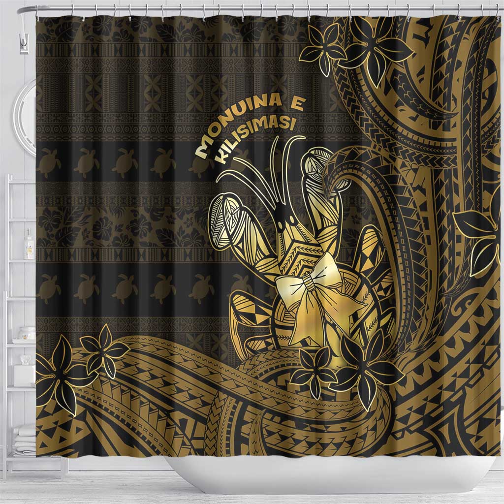 Niue Christmas Shower Curtain Niuean Crab Xmas Tribal Waves - Polynesian Pride