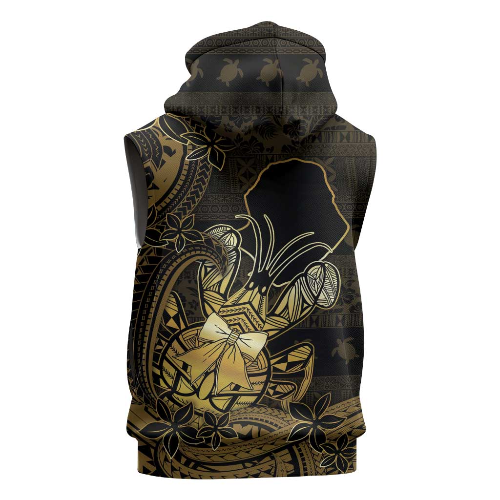 Niue Christmas Sleeveless Hoodie Niuean Crab Xmas Tribal Waves - Polynesian Pride