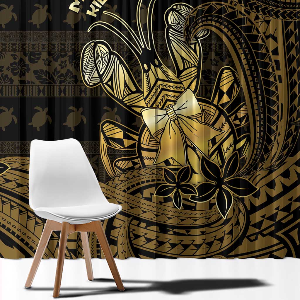 Niue Christmas Window Curtain Niuean Crab Xmas Tribal Waves - Polynesian Pride