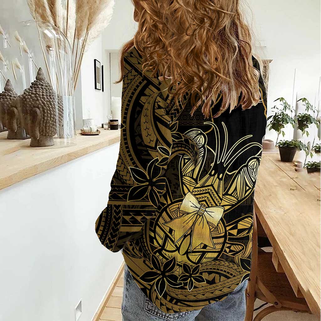 Niue Christmas Women Casual Shirt Niuean Crab Xmas Tribal Waves DT05 - Polynesian Pride