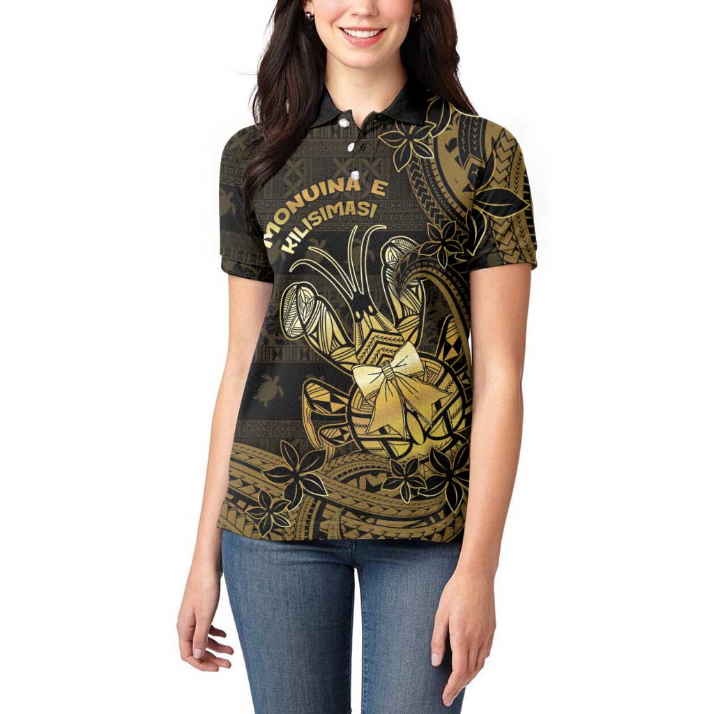 Niue Christmas Women Polo Shirt Niuean Crab Xmas Tribal Waves DT05 - Polynesian Pride