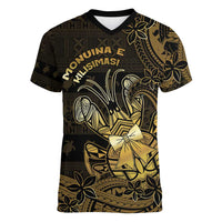 Niue Christmas Women V-Neck T-Shirt Niuean Crab Xmas Tribal Waves - Polynesian Pride