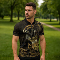 Niue Christmas Zipper Polo Shirt Niuean Crab Xmas Tribal Waves - Polynesian Pride