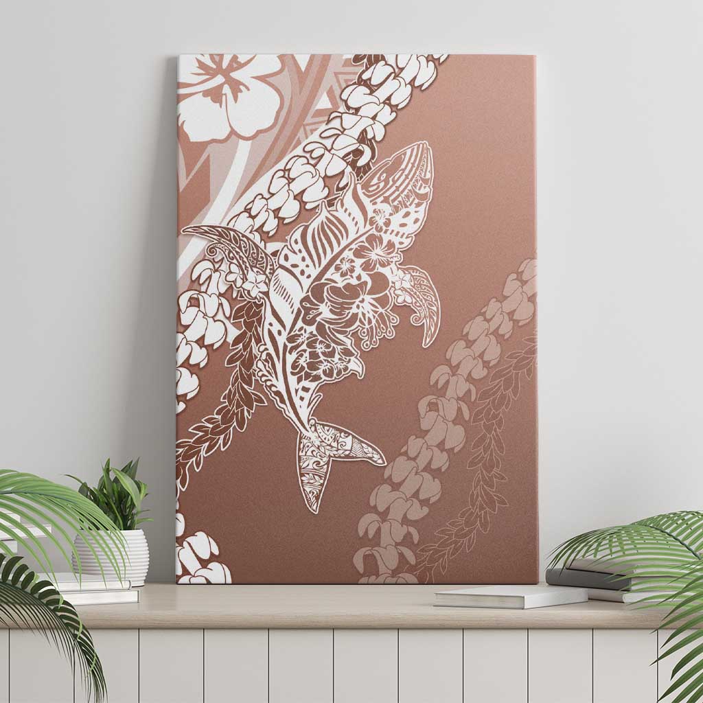 Hawaii Puakenikeni And Maile Lei Canvas Wall Art Brown Polynesian Shark Tattoo DT05