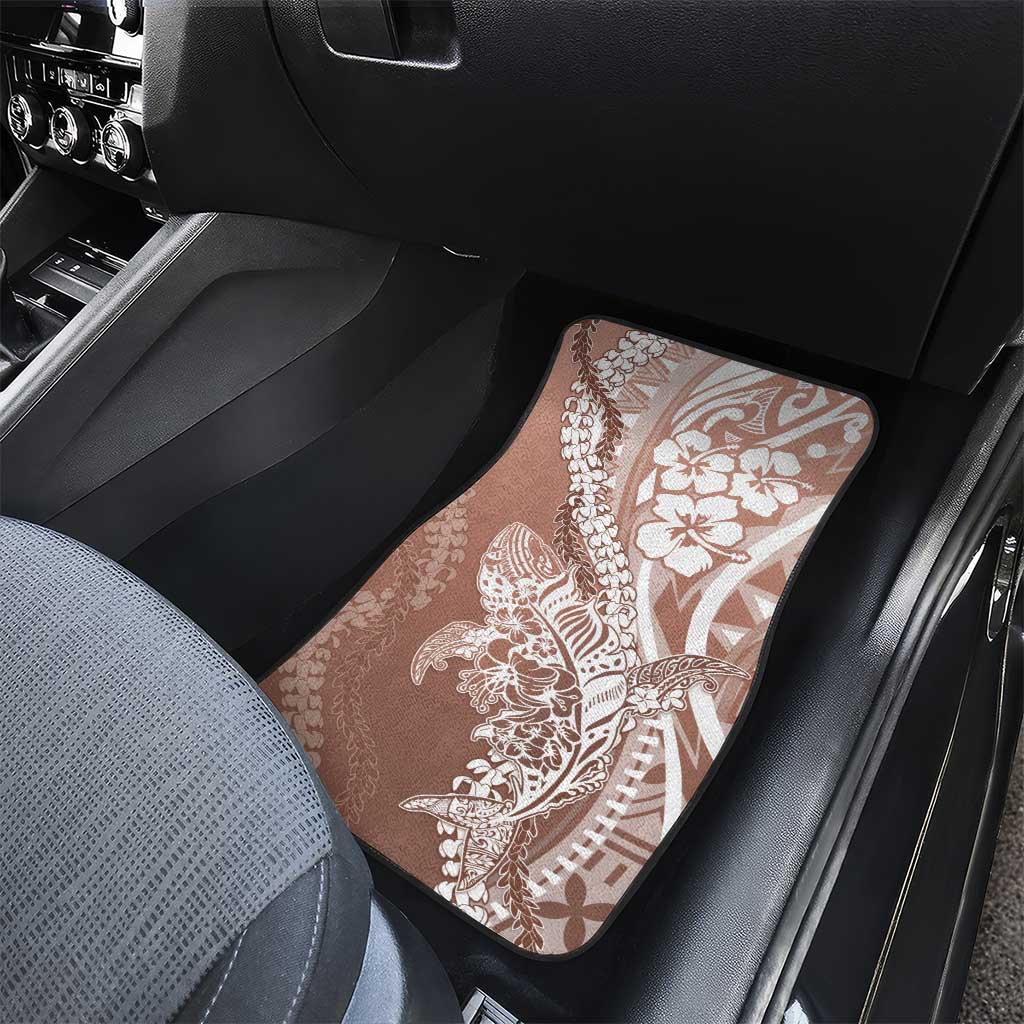 Hawaii Puakenikeni And Maile Lei Car Mats Brown Polynesian Shark Tattoo DT05