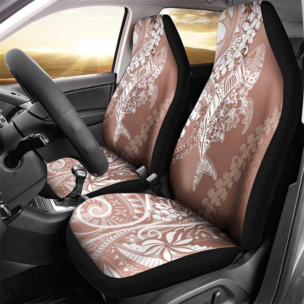 Hawaii Puakenikeni And Maile Lei Car Seat Cover Brown Polynesian Shark Tattoo DT05