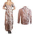 Hawaii Puakenikeni And Maile Lei Couples Matching Summer Maxi Dress and Long Sleeve Button Shirt Brown Polynesian Shark Tattoo DT05