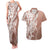 Hawaii Puakenikeni And Maile Lei Couples Matching Tank Maxi Dress and Hawaiian Shirt Brown Polynesian Shark Tattoo DT05