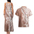 Hawaii Puakenikeni And Maile Lei Couples Matching Tank Maxi Dress and Hawaiian Shirt Brown Polynesian Shark Tattoo DT05