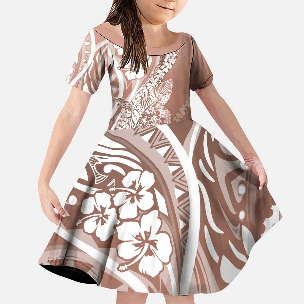 Hawaii Puakenikeni And Maile Lei Family Matching Puletasi and Hawaiian Shirt Brown Polynesian Shark Tattoo DT05