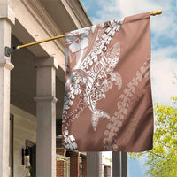 Hawaii Puakenikeni And Maile Lei Garden Flag Brown Polynesian Shark Tattoo DT05