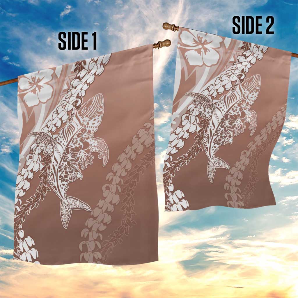 Hawaii Puakenikeni And Maile Lei Garden Flag Brown Polynesian Shark Tattoo DT05