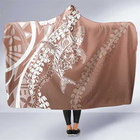 Hawaii Puakenikeni And Maile Lei Hooded Blanket Brown Polynesian Shark Tattoo DT05