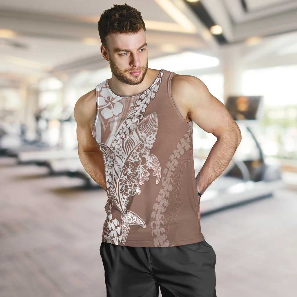 Hawaii Puakenikeni And Maile Lei Men Tank Top Brown Polynesian Shark Tattoo DT05