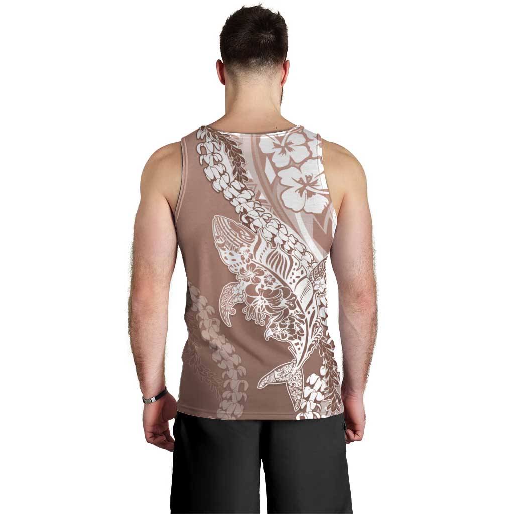 Hawaii Puakenikeni And Maile Lei Men Tank Top Brown Polynesian Shark Tattoo DT05
