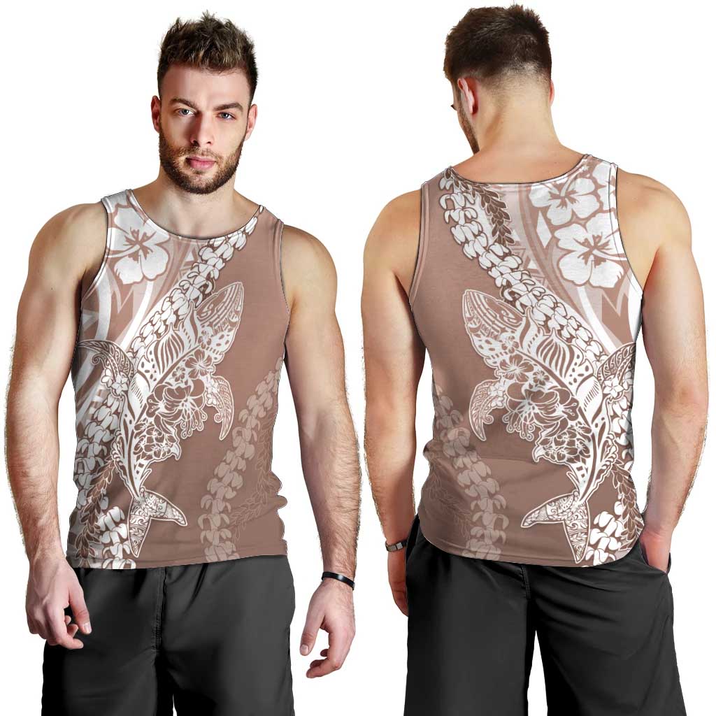 Hawaii Puakenikeni And Maile Lei Men Tank Top Brown Polynesian Shark Tattoo DT05