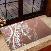 Hawaii Puakenikeni And Maile Lei Rubber Doormat Brown Polynesian Shark Tattoo DT05
