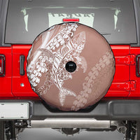 Hawaii Puakenikeni And Maile Lei Spare Tire Cover Brown Polynesian Shark Tattoo DT05