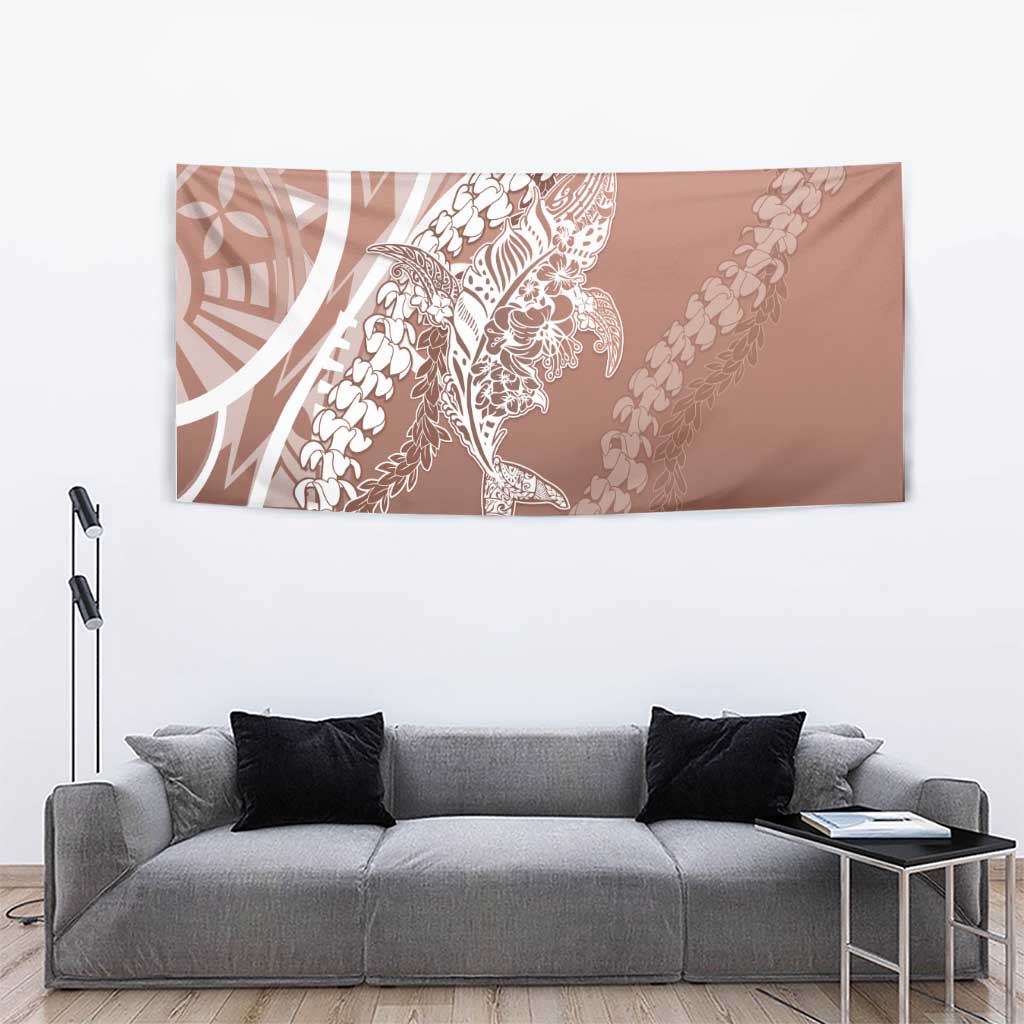 Hawaii Puakenikeni And Maile Lei Tapestry Brown Polynesian Shark Tattoo DT05