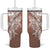 Hawaii Puakenikeni And Maile Lei Tumbler With Handle Brown Polynesian Shark Tattoo DT05