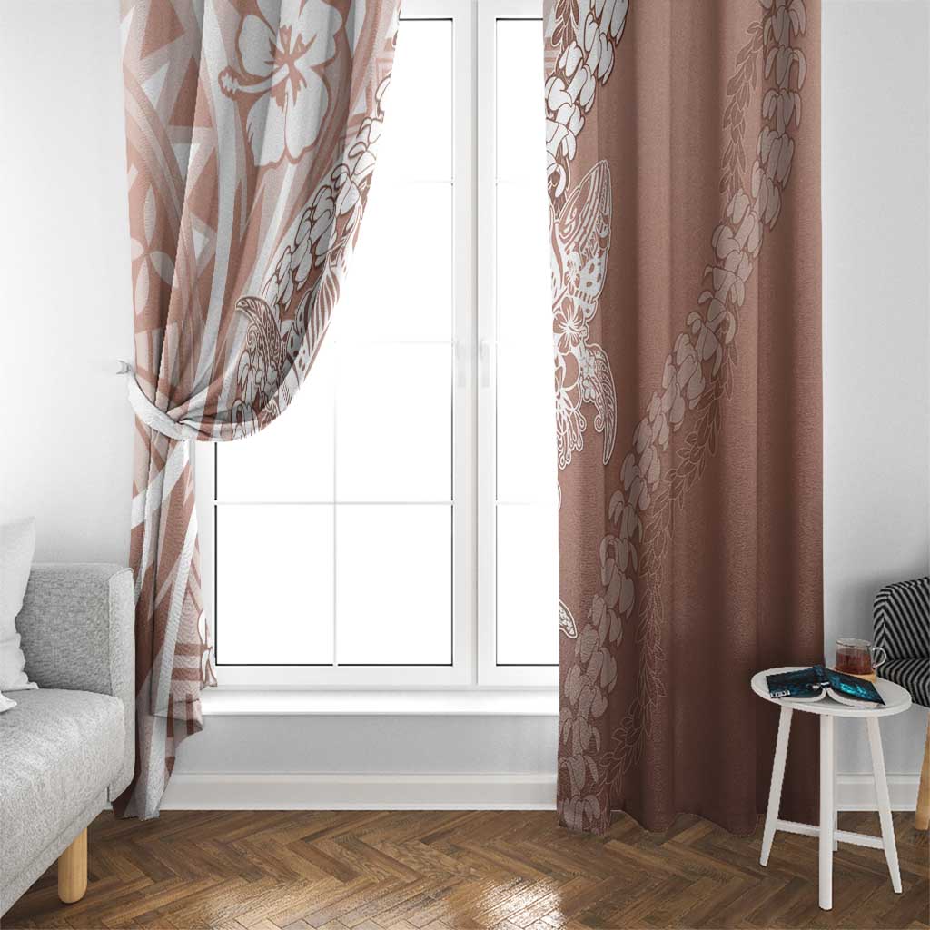 Hawaii Puakenikeni And Maile Lei Window Curtain Brown Polynesian Shark Tattoo DT05 - Polynesian Pride