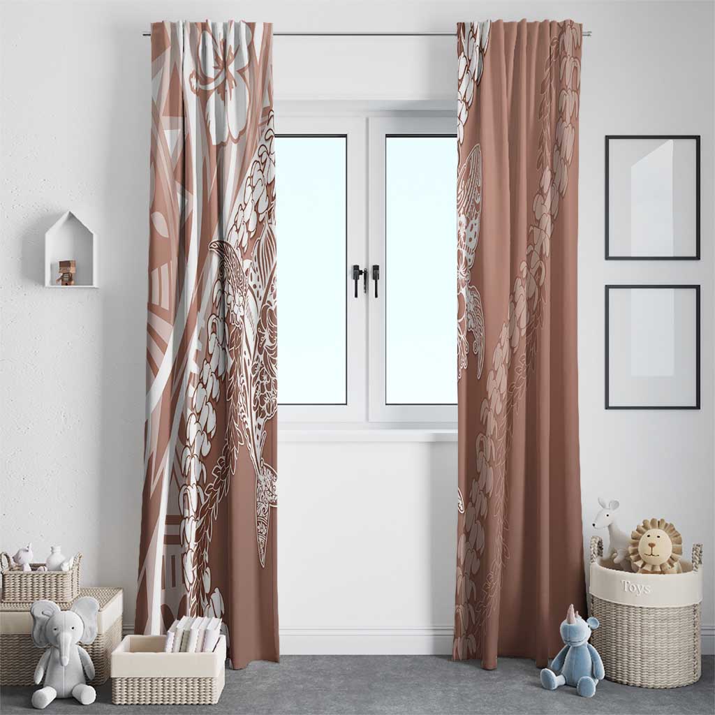 Hawaii Puakenikeni And Maile Lei Window Curtain Brown Polynesian Shark Tattoo DT05 - Polynesian Pride