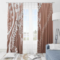 Hawaii Puakenikeni And Maile Lei Window Curtain Brown Polynesian Shark Tattoo DT05 - Polynesian Pride
