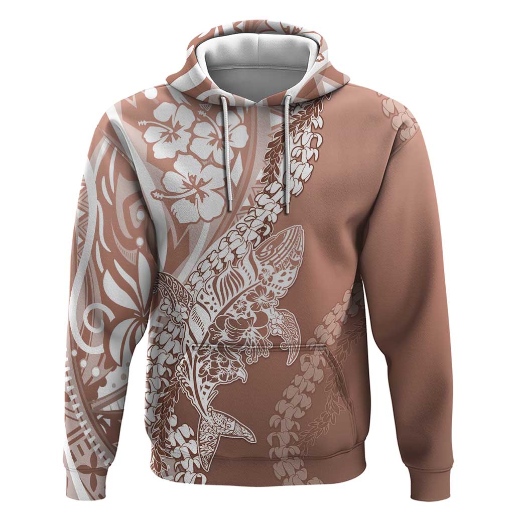Hawaii Puakenikeni And Maile Lei Zip Hoodie Brown Polynesian Shark Tattoo DT05 Pullover Hoodie Brown - Polynesian Pride