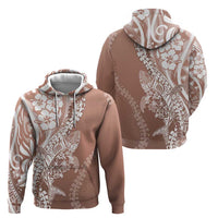 Hawaii Puakenikeni And Maile Lei Zip Hoodie Brown Polynesian Shark Tattoo DT05 - Polynesian Pride