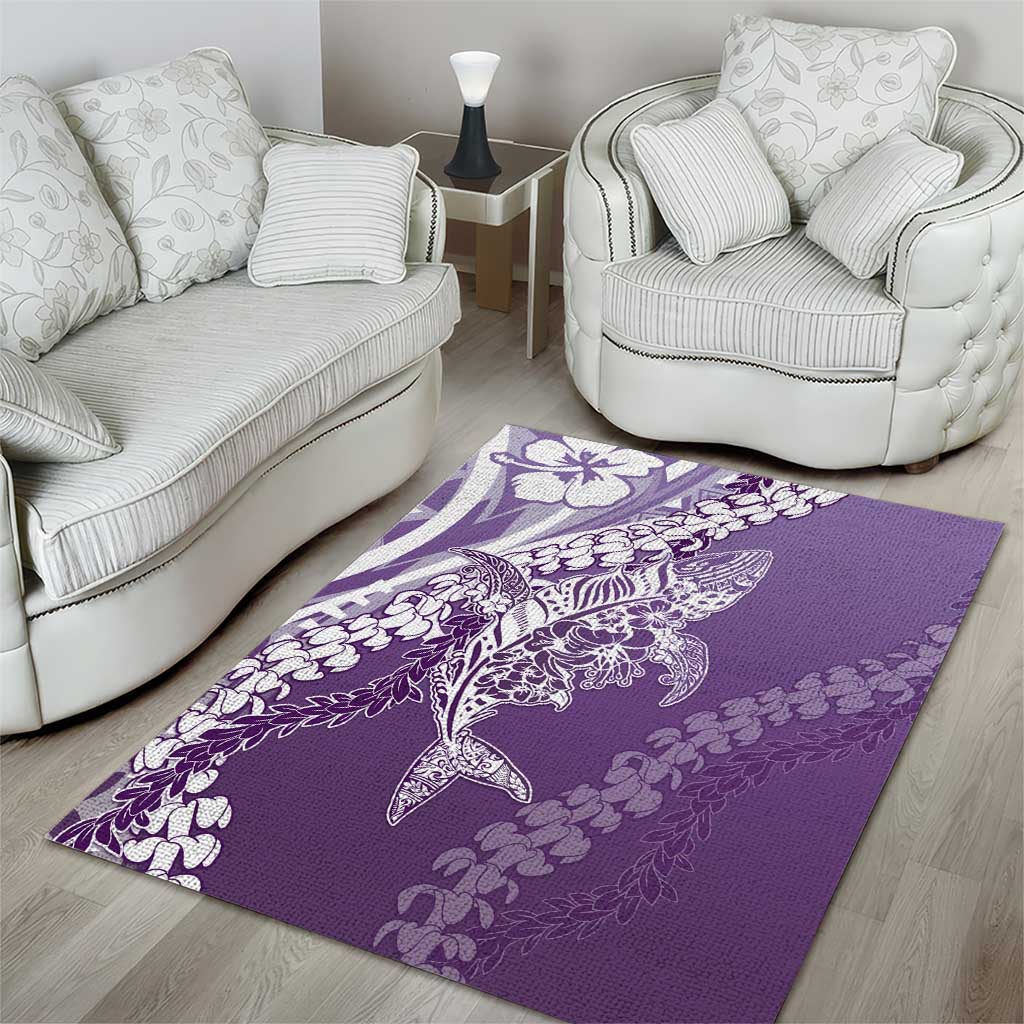 Hawaii Puakenikeni And Maile Lei Area Rug Violet Polynesian Shark Tattoo DT05