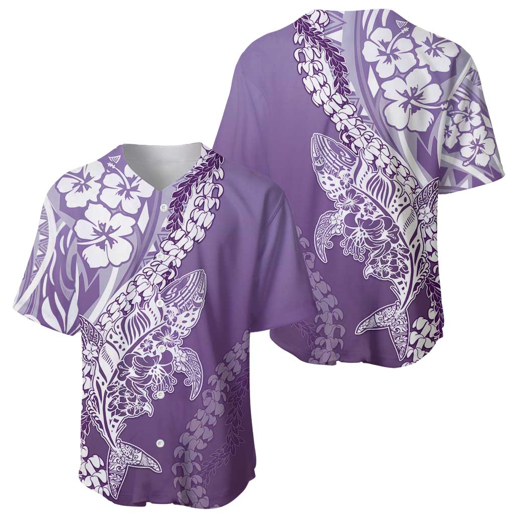 Hawaii Puakenikeni And Maile Lei Baseball Jersey Violet Polynesian Shark Tattoo DT05