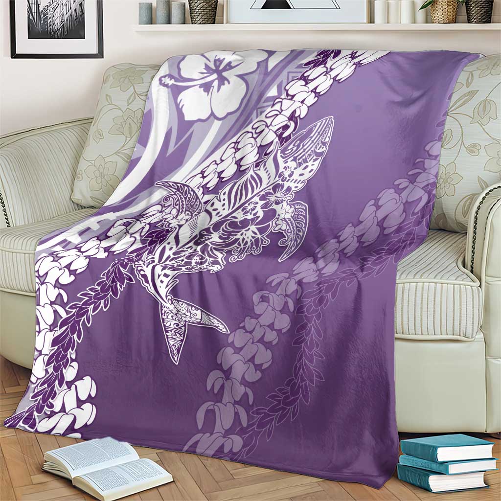 Hawaii Puakenikeni And Maile Lei Blanket Violet Polynesian Shark Tattoo DT05