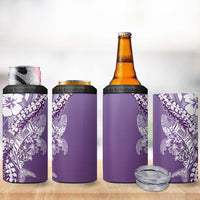 Hawaii Puakenikeni And Maile Lei 4 in 1 Can Cooler Tumbler Violet Polynesian Shark Tattoo DT05